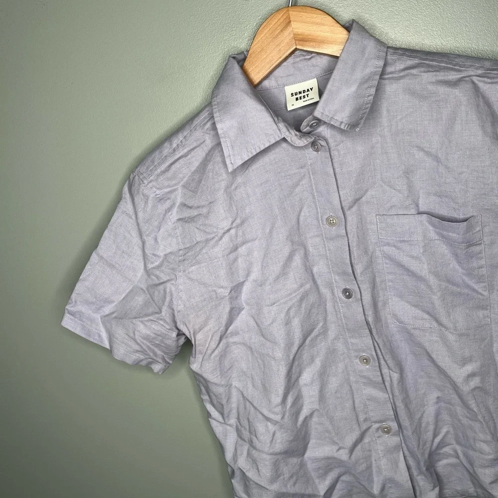 Aritzia Sunday Best Linen Organic Cotton Eliza Shirt - Lavender - Picture 4 of 12